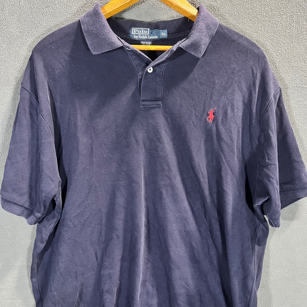 Polo Ralph Lauren Mens XL Navy Blue Short Sleeve Cotton Polo Shirt Red Pony